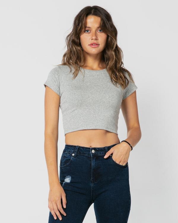 ONEBYONE - Classic Crop Tee - T-Shirts & Singlets (Marble Grey) Classic Crop Tee