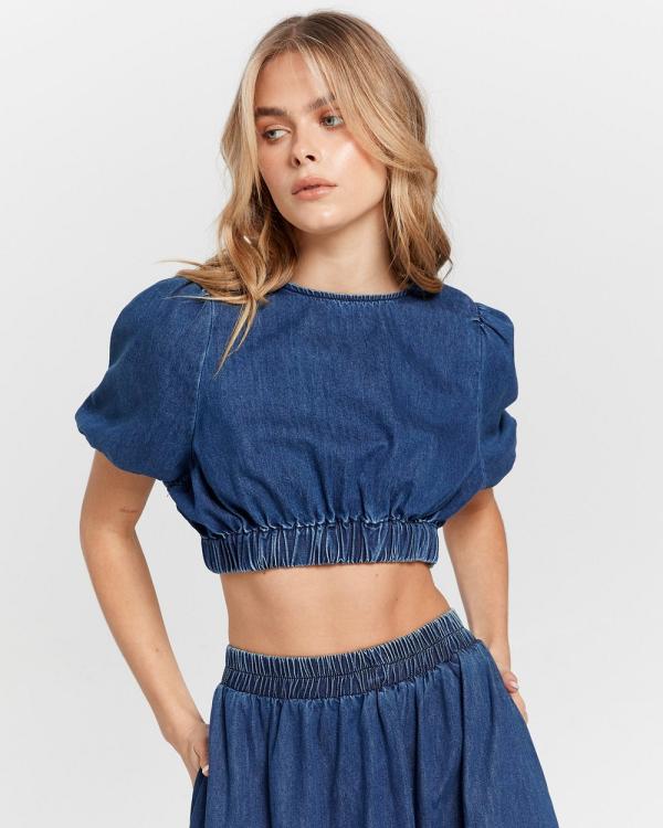 ONLY - Camilla Cropped Denim Blouse - Shirts & Polos (Blue) Camilla Cropped Denim Blouse