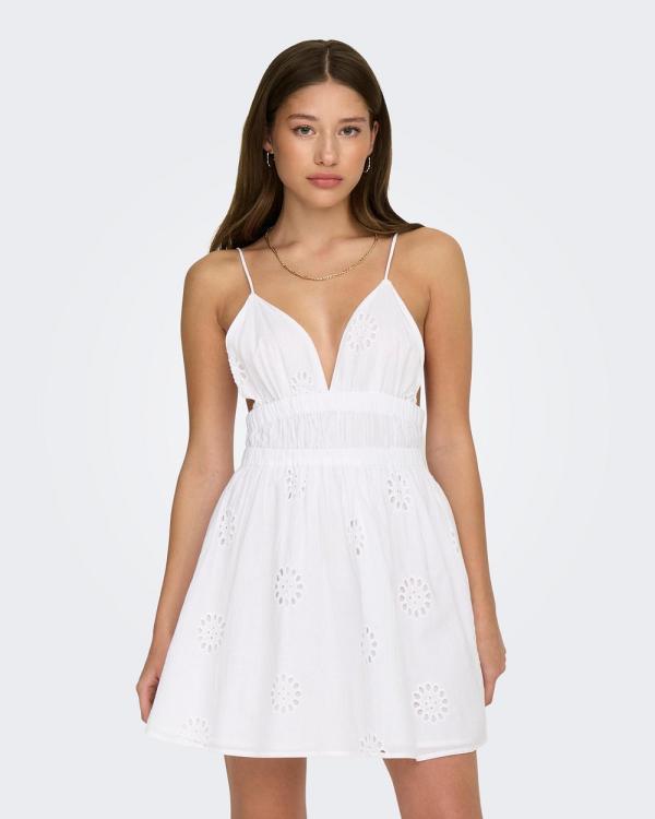 ONLY - Eltina Strap Embroidered Dress - Dresses (White) Eltina Strap Embroidered Dress