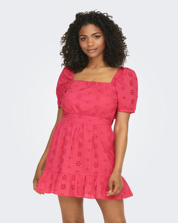 ONLY - Sheila Short Embroidered Dress - Dresses (Pink) Sheila Short Embroidered Dress