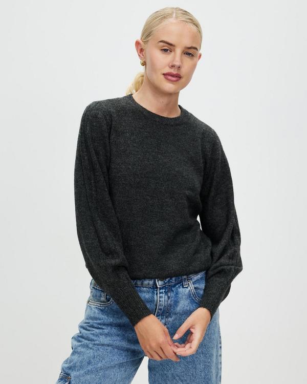 ONLY - Silly Long Sleeve Knit Top - Tops (Dark Grey Melange) Silly Long Sleeve Knit Top