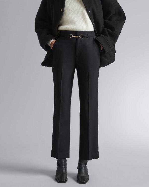 & Other Stories - Belted High Waist Cropped Trousers - Pants (Black Dark) Belted High Waist Cropped Trousers