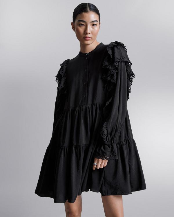 & Other Stories - Frilled Mini Dress - Dresses (Black Dark) Frilled Mini Dress
