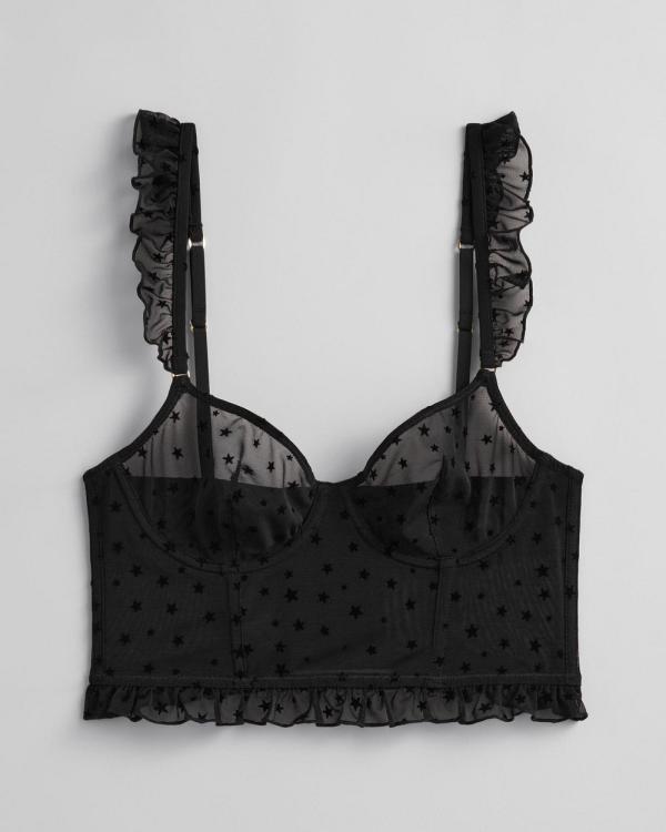 & Other Stories - Frilled Star Motif Bustier - Cropped tops (Black) Frilled Star Motif Bustier