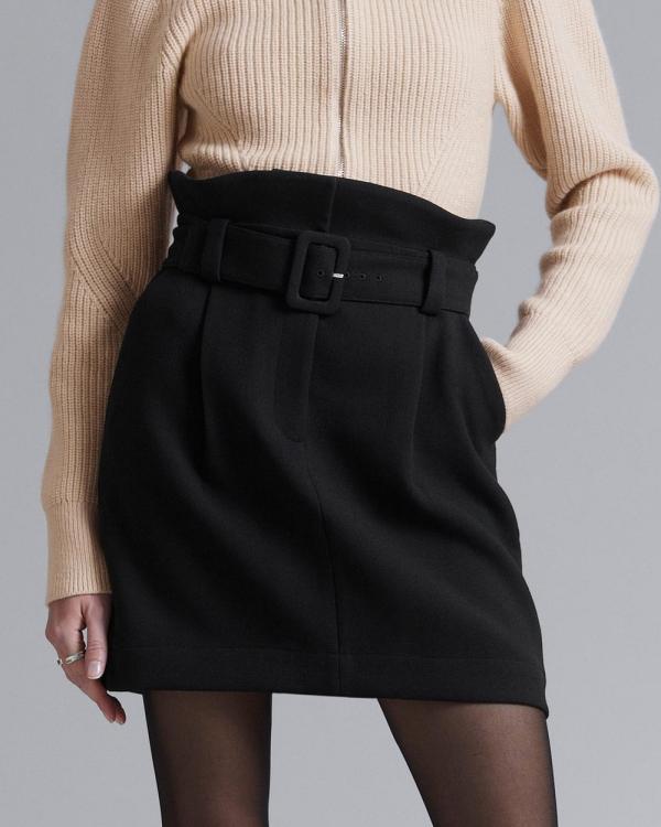 & Other Stories - Paperbag Waist Mini Skirt - Skirts (Black Dark) Paperbag Waist Mini Skirt
