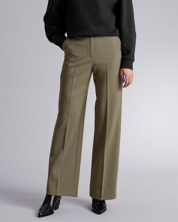 & Other Stories - Wide Press Crease Trousers - Pants (Khaki Green Medium Dusty) Wide Press Crease Trousers