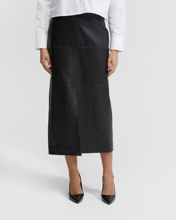 Oxford - Anna Nappa Leather Pencil Skirt - Leather skirts (Black) Anna Nappa Leather Pencil Skirt
