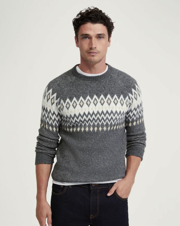 Oxford - Ashton Patterned Crew Neck Knit - Jumpers & Cardigans (Grey Print) Ashton Patterned Crew Neck Knit