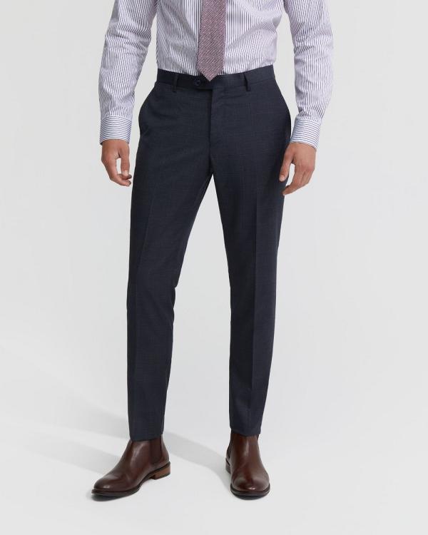 Oxford - Auden Checked Wool Suit Trousers - Suits & Blazers (Grey Stripe) Auden Checked Wool Suit Trousers