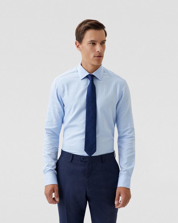 Oxford - Beckton Herringbone Cotton Shirt - Shirts & Polos (Blue Light) Beckton Herringbone Cotton Shirt