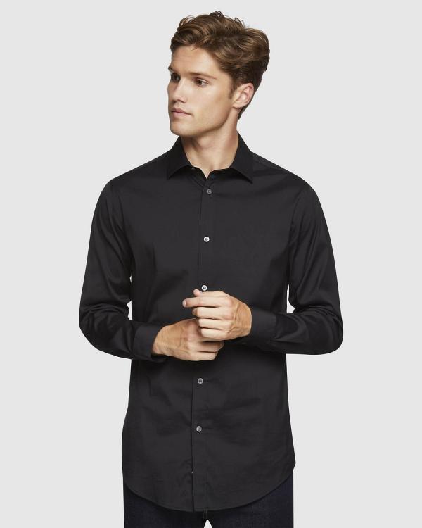 Oxford - Black Stretch Travel Shirt - Shirts & Polos (Black) Black Stretch Travel Shirt