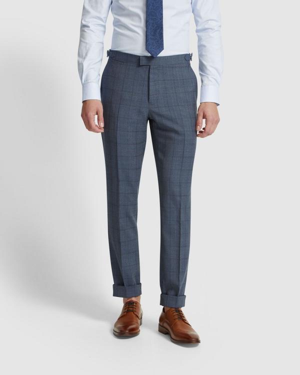 Oxford - Byron Wool Suit Trousers With Side Tab - Pants (Blue Stripe) Byron Wool Suit Trousers With Side Tab