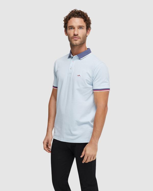 Oxford - Cam Contrast Collar Pique Polo - Shirts & Polos (Blue Light) Cam Contrast Collar Pique Polo