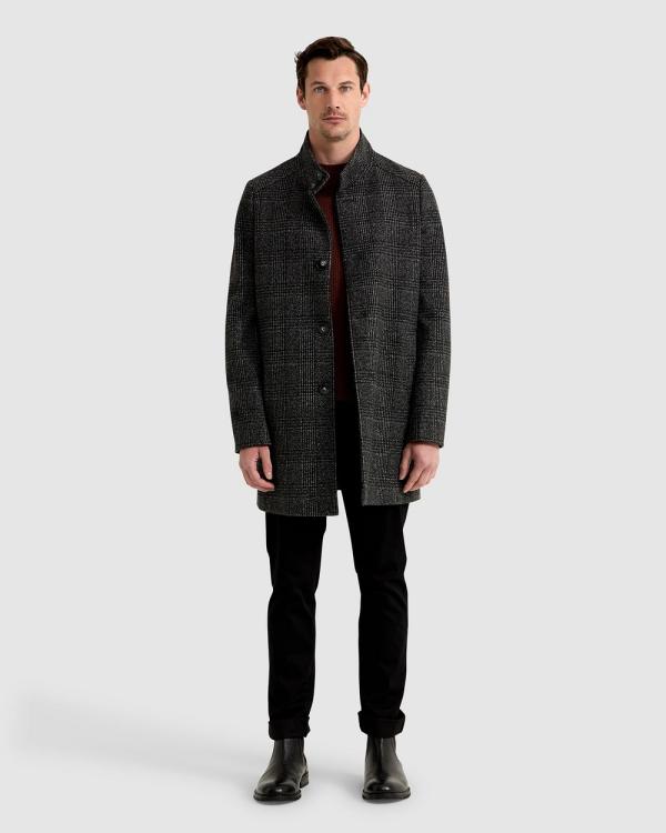 Oxford - Dunbar Wool Rich Check Overcoat - Coats & Jackets (Grey Dark) Dunbar Wool Rich Check Overcoat