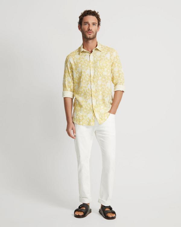 Oxford - Holloway Linen Blend Printed Shirt - Casual shirts (Yellow Print) Holloway Linen Blend Printed Shirt