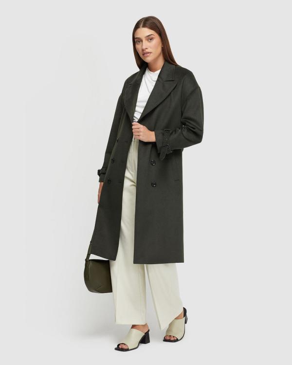 Oxford - Nova Wool Rich Overcoat With Belt - Coats & Jackets (Green Dark) Nova Wool Rich Overcoat With Belt