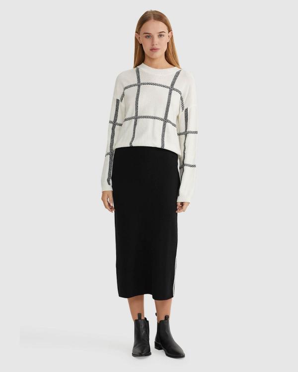 Oxford - Peggy Graphic Crew Neck Knit Top - Jumpers & Cardigans (White) Peggy Graphic Crew Neck Knit Top