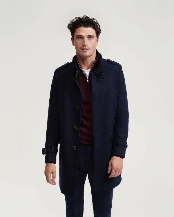 Oxford - Roger Wool Rich Overcoat - Coats & Jackets (Blue Dark) Roger Wool Rich Overcoat