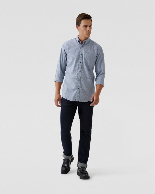 Oxford - Uxbridge Micro Houndstooth Shirt - Shirts & Polos (Blue Stripe) Uxbridge Micro Houndstooth Shirt