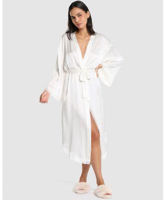 Papinelle - Camille Silk Lace Maxi Robe - Sleepwear (White) Camille Silk Lace Maxi Robe