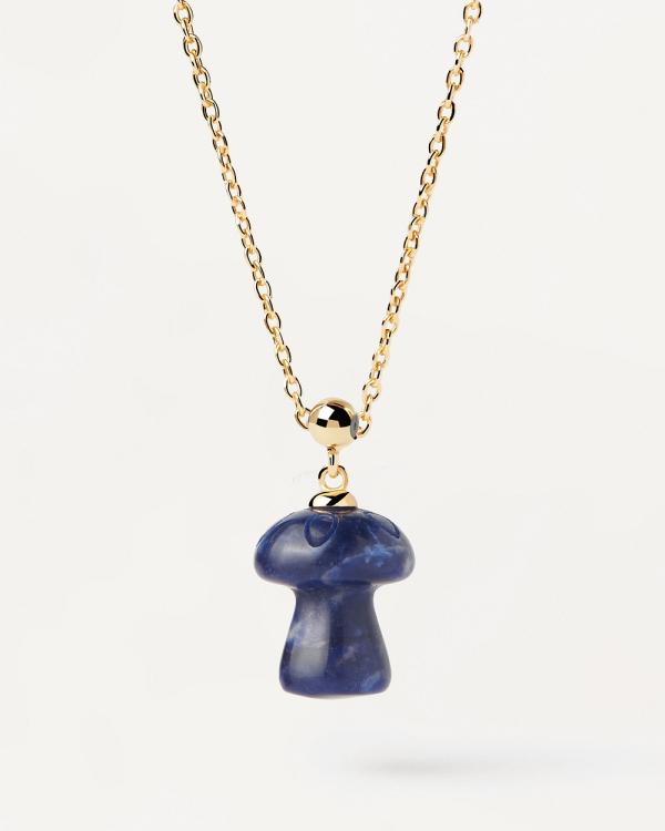 PDPAOLA - Charm Necklace Sodalite Mushroom Charm - Jewellery (Gold) Charm Necklace Sodalite Mushroom Charm