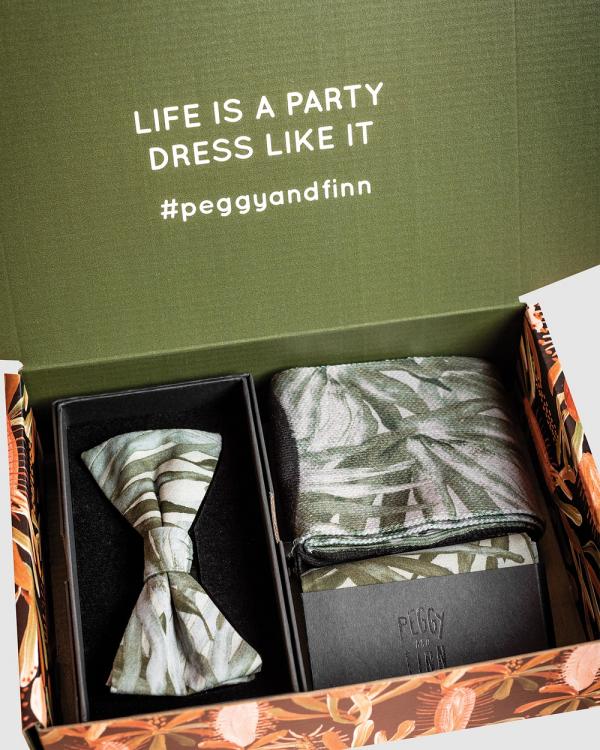 Peggy and Finn - Fan Palm Sage Bow Tie Gift Box - Ties & Cufflinks (Green) Fan Palm Sage Bow Tie Gift Box