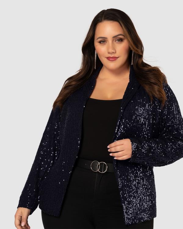 Pink Dusk - All Day & Night Sequin Jacket - Blazers (Navy) All Day & Night Sequin Jacket