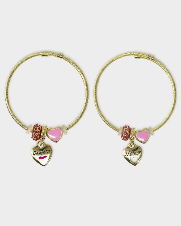 Pink Poppy - Mother and Me Charm Bracelet Set - Novelty Gifts (Gold) Mother and Me Charm Bracelet Set