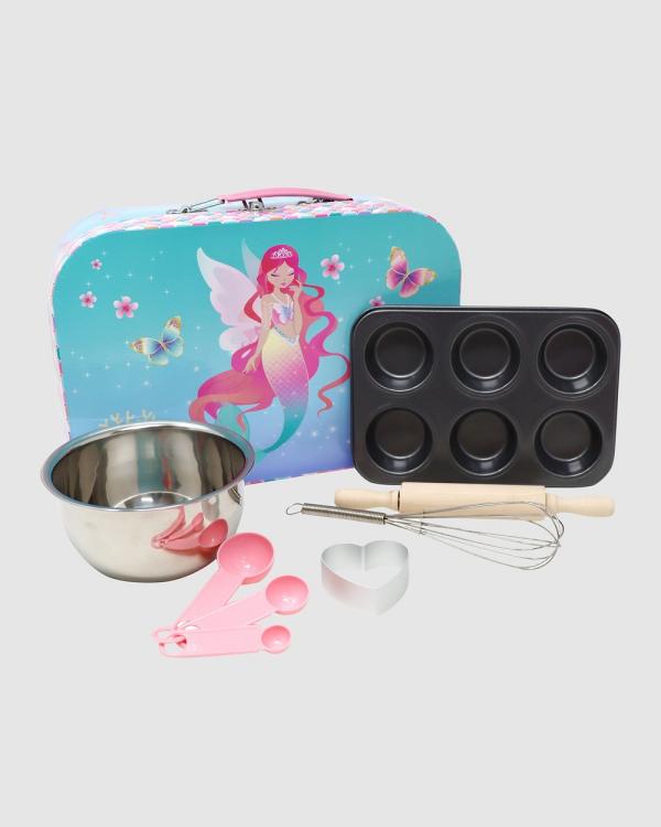 Pink Poppy - Shimmering Mermaid 6 Piece Kids Baking Set & Carry Case - Accessories (Blue) Shimmering Mermaid 6 Piece Kids Baking Set & Carry Case