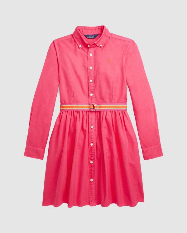 Polo Ralph Lauren - Belted Cotton Oxford Shirtdress   Teens - Dresses (Pink) Belted Cotton Oxford Shirtdress - Teens