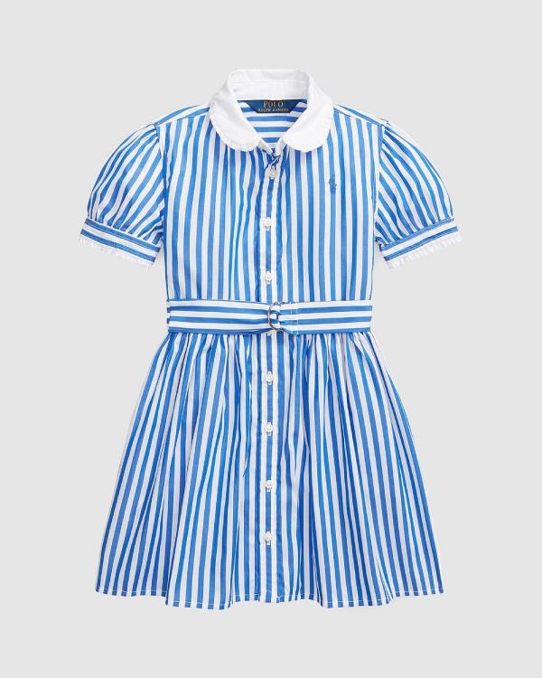 Polo Ralph Lauren - Belted Cotton Shirtdress & Bloomers   Kids - Dresses (New Iris & White) Belted Cotton Shirtdress & Bloomers - Kids