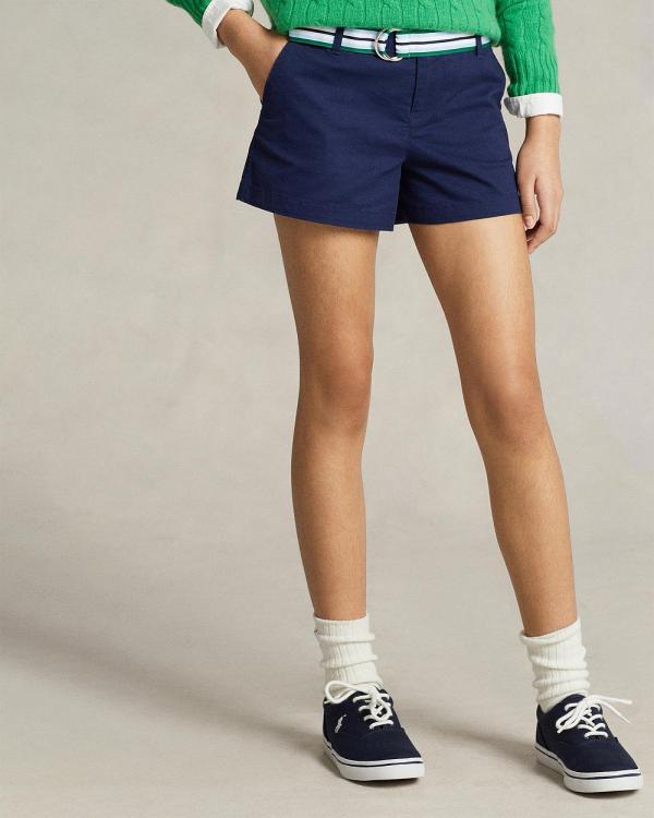 Polo Ralph Lauren - Belted Stretch Chino Shorts   Teens   ICONIC EXCLUSIVE - Chino Shorts (French Navy) Belted Stretch Chino Shorts - Teens - ICONIC EXCLUSIVE