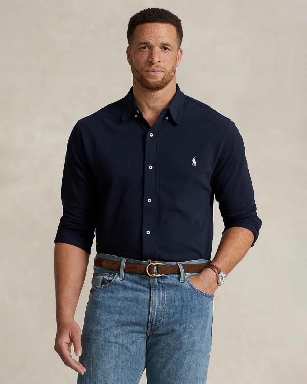 Polo Ralph Lauren - Big & Tall Long Sleeve Knit Shirt - Shirts & Polos (Aviator Navy) Big & Tall Long Sleeve Knit Shirt