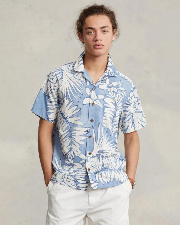 Polo Ralph Lauren - Classic Fit Palm Cotton Linen Camp Shirt - Shirts & Polos (6022 Palms Batik) Classic Fit Palm Cotton-Linen Camp Shirt