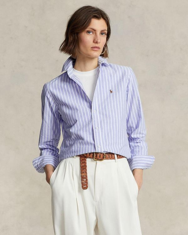 Polo Ralph Lauren - Classic Fit Striped Cotton Oxford Shirt - Tops (Harbor Island Blue & White) Classic Fit Striped Cotton Oxford Shirt