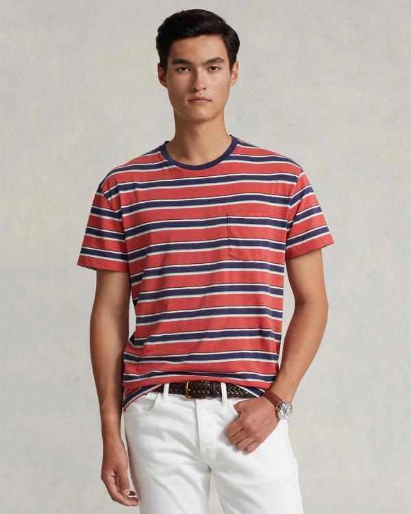 Polo Ralph Lauren - Classic Fit Striped Jersey T Shirt - Short Sleeve T-Shirts (Evening Post Red Multi) Classic Fit Striped Jersey T-Shirt