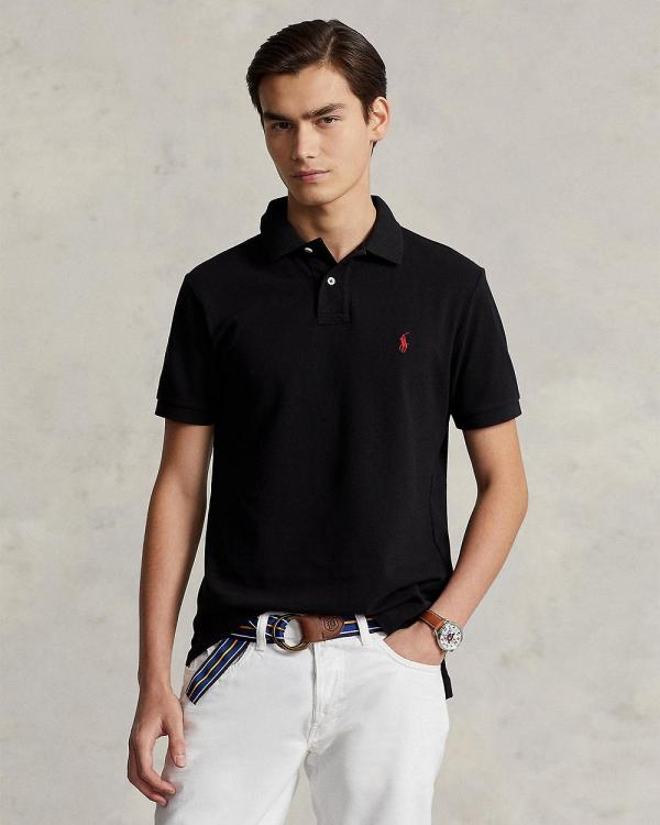 Polo Ralph Lauren - Custom Slim Fit Mesh Polo - Shirts & Polos (Black) Custom Slim Fit Mesh Polo