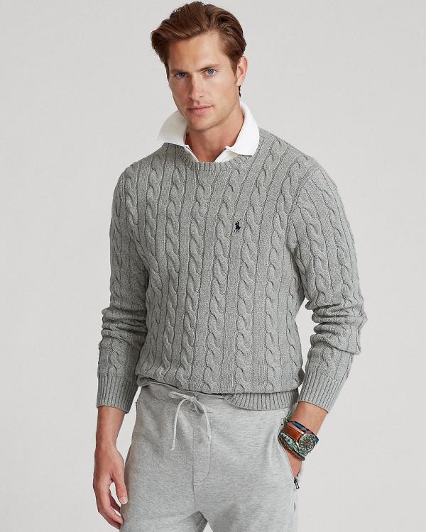 Polo Ralph Lauren - Driver Cable Knit Long Sleeve Sweater - Jumpers & Cardigans (Grey) Driver Cable Knit Long Sleeve Sweater