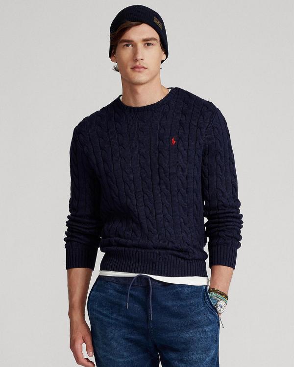 Polo Ralph Lauren - Driver Cable Knit Long Sleeve Sweater - Jumpers & Cardigans (Hunter Navy) Driver Cable Knit Long Sleeve Sweater