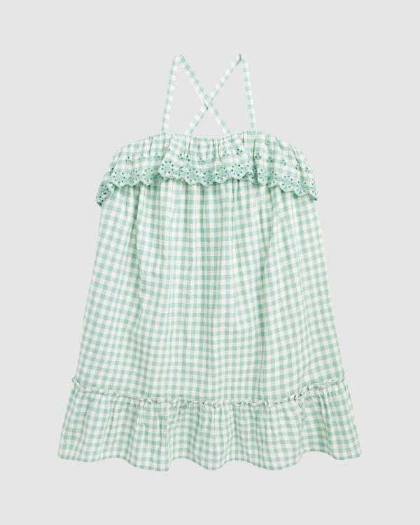 Polo Ralph Lauren - Gingham Cotton Madras Dress   ICONIC EXCLUSIVE   Toddler - Dresses (Faded Mint/Deckwash White) Gingham Cotton Madras Dress - ICONIC EXCLUSIVE - Toddler