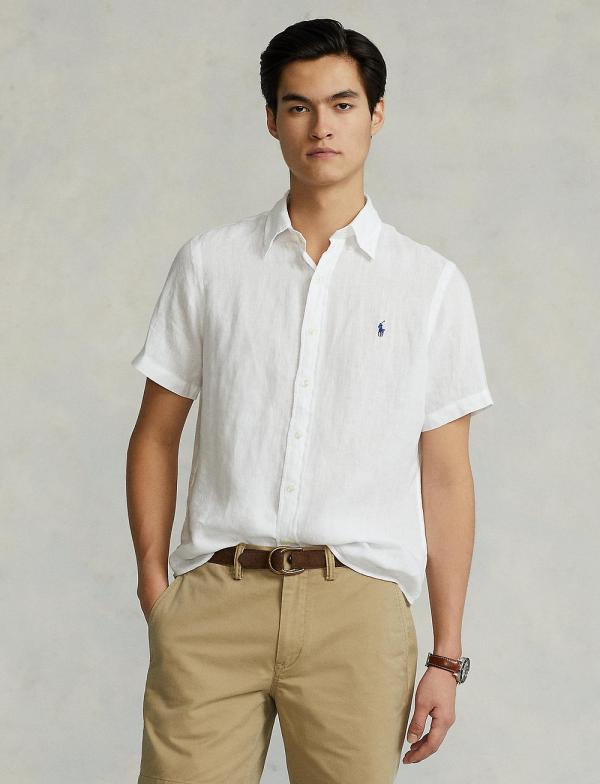 Polo Ralph Lauren - Linen Short Sleeve Sport Shirt - Shirts & Polos (White) Linen Short Sleeve Sport Shirt