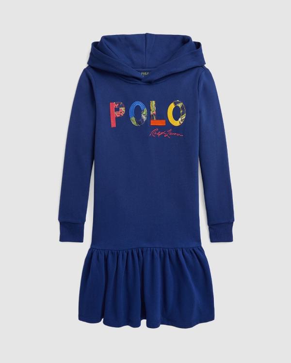 Polo Ralph Lauren - Logo Fleece Hoodie Dress   Teens - Dresses (Navy) Logo Fleece Hoodie Dress - Teens