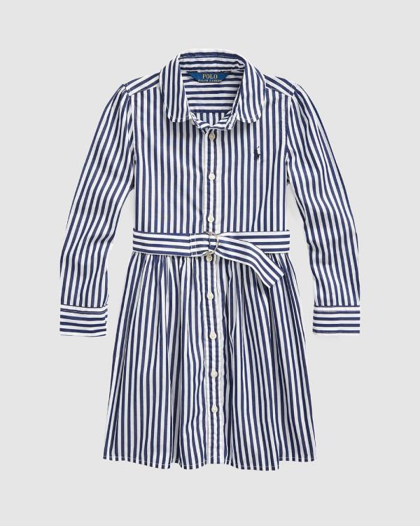 Polo Ralph Lauren - Long Sleeve Stripe Bengal Dress   Kids - Dresses (Navy Multi) Long Sleeve Stripe Bengal Dress - Kids
