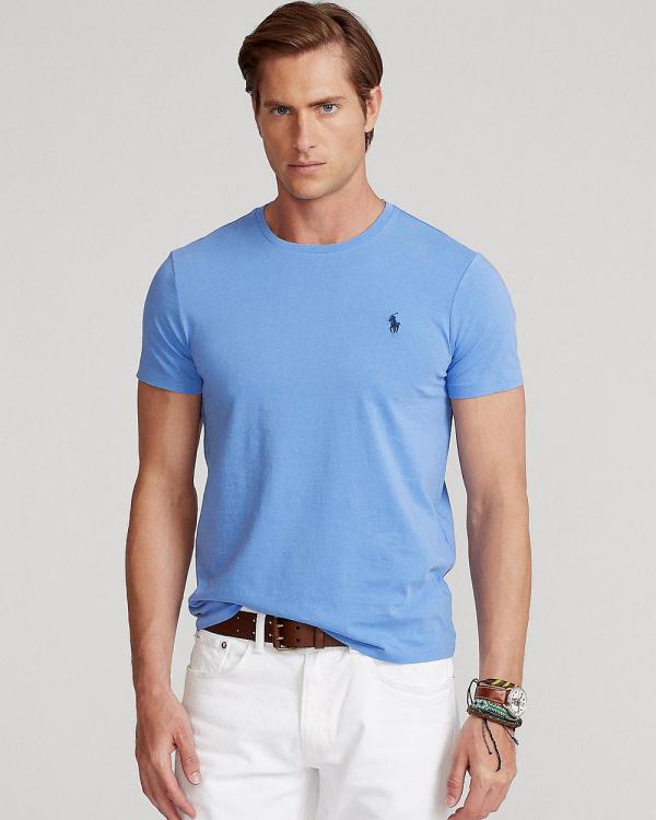 Polo Ralph Lauren - Short Sleeve Crew Neck Custom Slim Fit T Shirt - T-Shirts & Singlets (Harbor Island Blue) Short Sleeve Crew Neck Custom Slim Fit T-Shirt