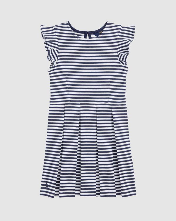 Polo Ralph Lauren - Striped Ottoman Ribbed Dress   Toddler - Dresses (Rustic Navy/White) Striped Ottoman-Ribbed Dress - Toddler
