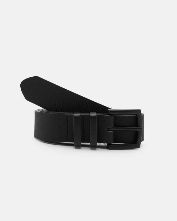 Pull&Bear - Black Leather Effect Belt With Double Buckle - Belts (Black) Black Leather Effect Belt With Double Buckle