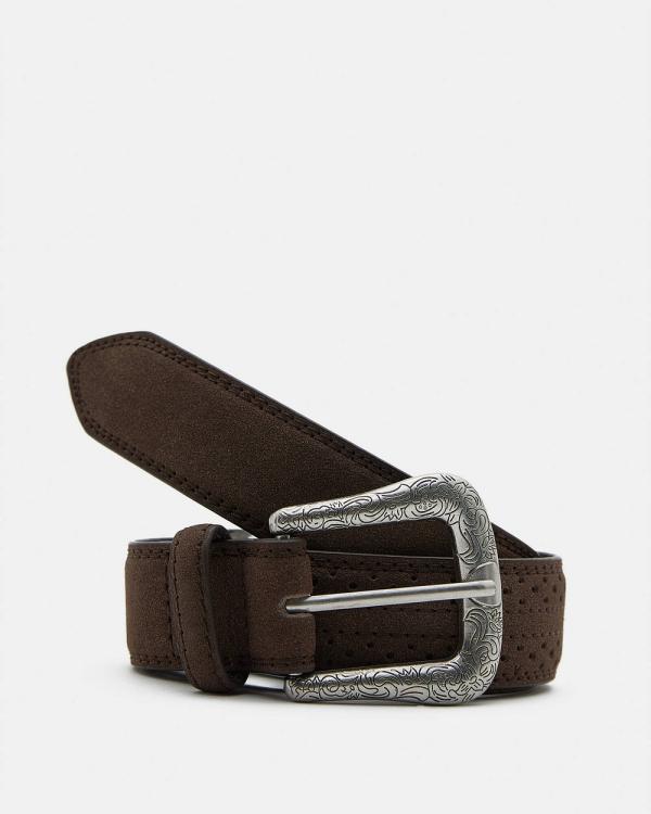 Pull&Bear - Faux Leather Belt With Cowboy Buckle - Belts (Brown) Faux Leather Belt With Cowboy Buckle