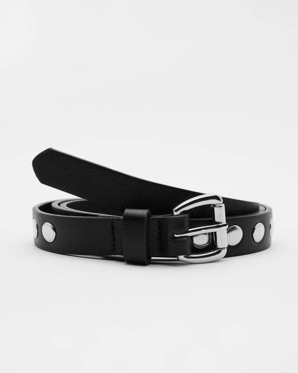 Pull&Bear - Faux Leather Studded Belt - Belts (Black) Faux Leather Studded Belt