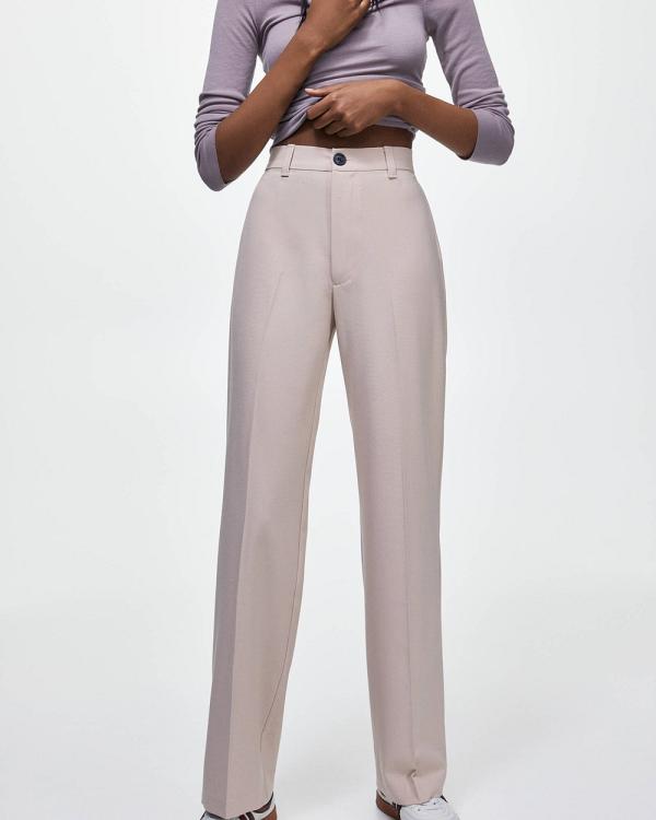 Pull&Bear - Formal Straight leg Pants - Pants (Pale Pink) Formal Straight-leg Pants