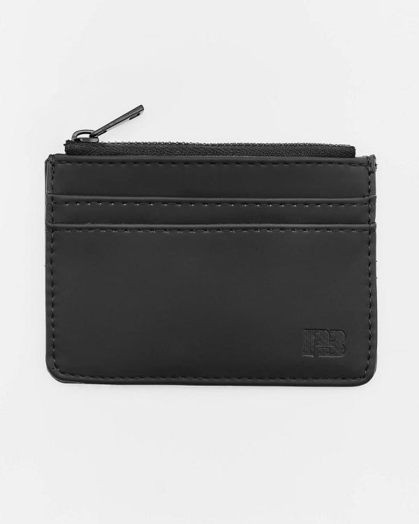 Pull&Bear - Rubberized Card Holder With Zipper - Wallets (Black) Rubberized Card Holder With Zipper